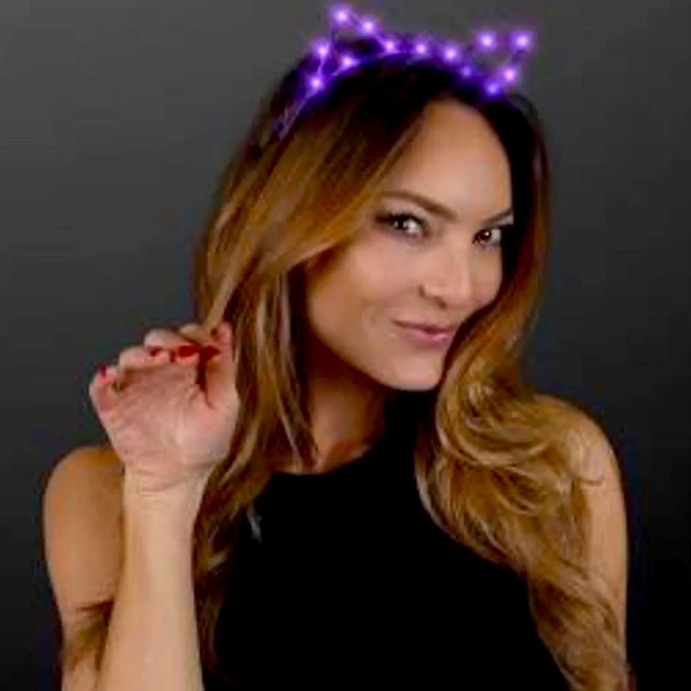 Starlight Kitty Light Up Cat Ears Headband with Purple LED Light